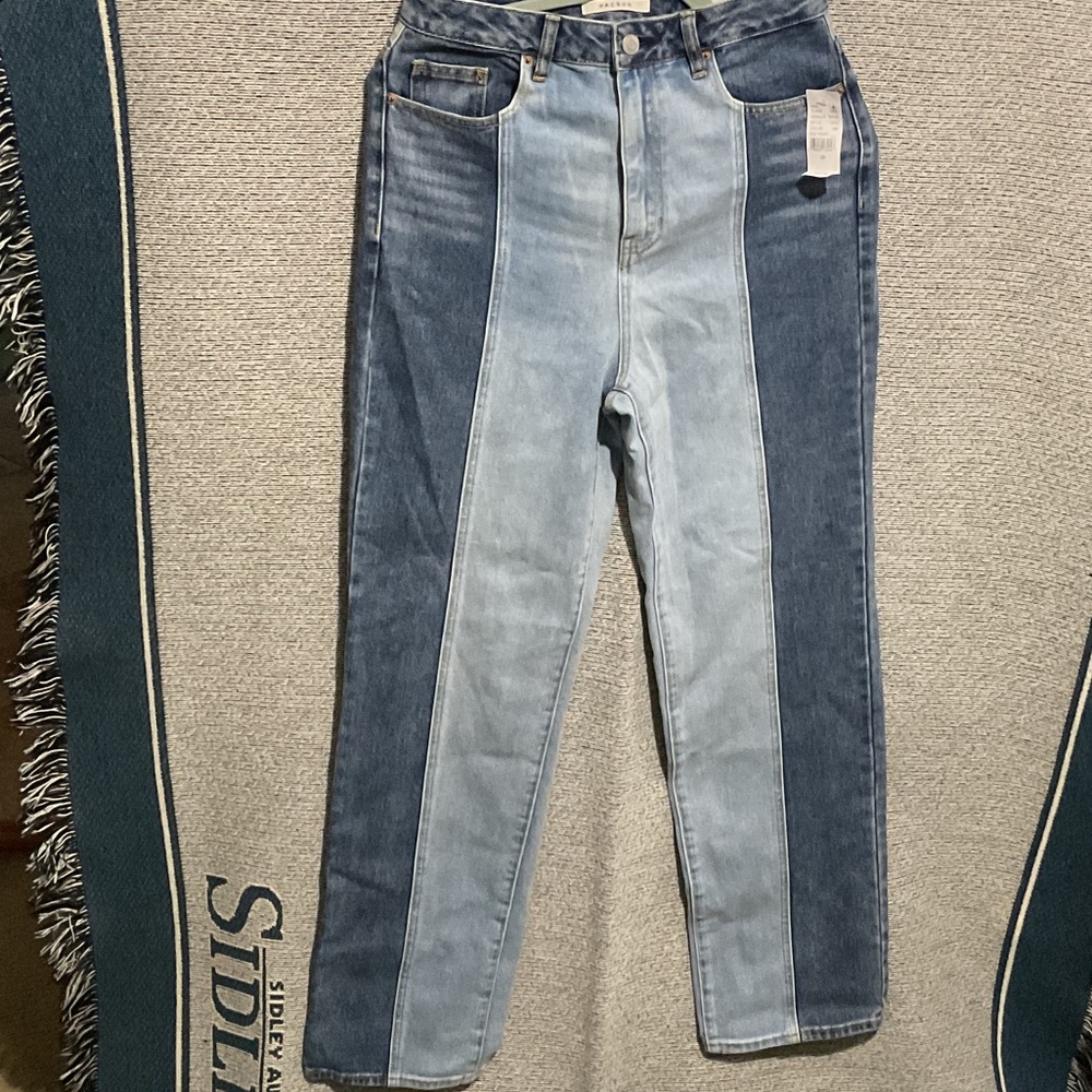 PacSun 90’s Boyfriend Two-Tone Straight Leg Jeans - Light and Dark Blue